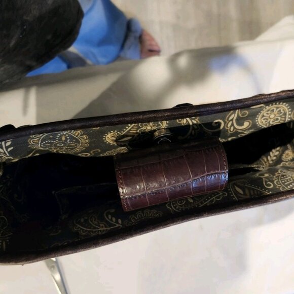 Brighton Straw Woven Braided/Crocodile Leather Shoulderbag - Picture 3 of 6